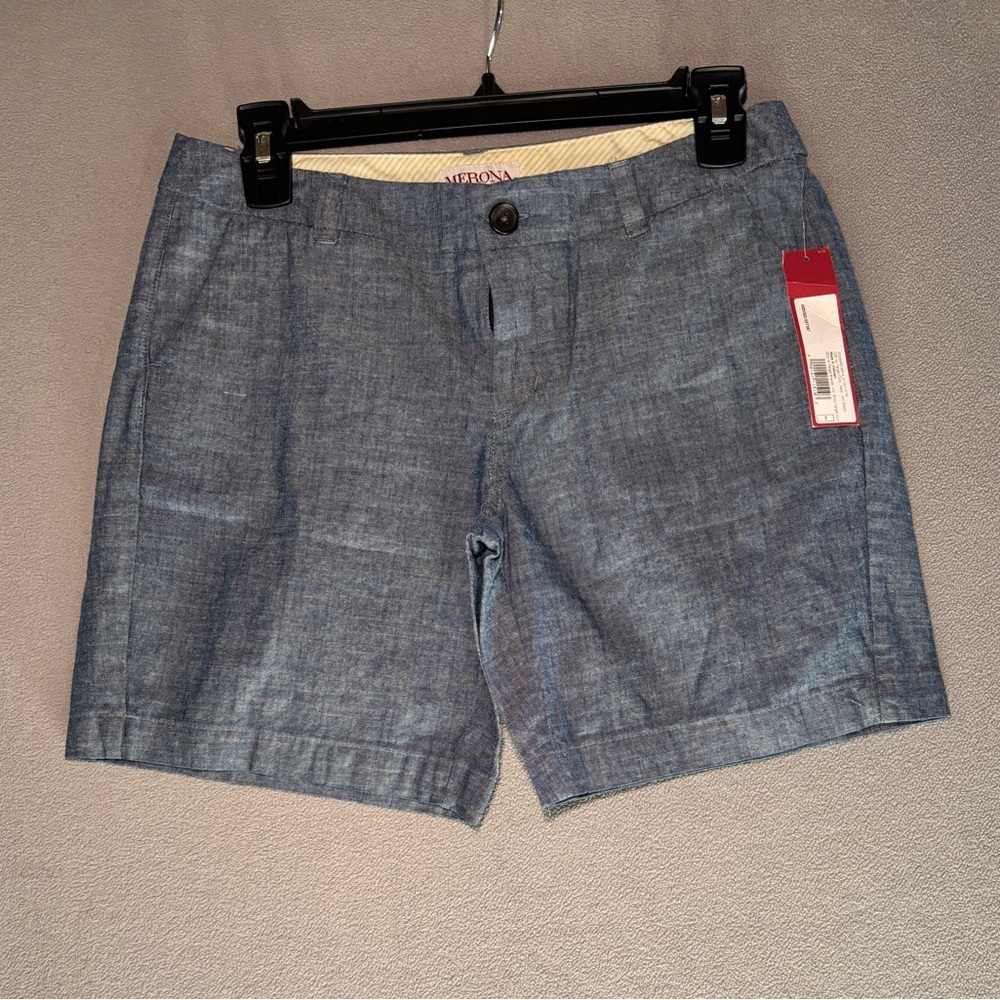 Merona Chambray Blue Women’s Flat-Front Shorts
